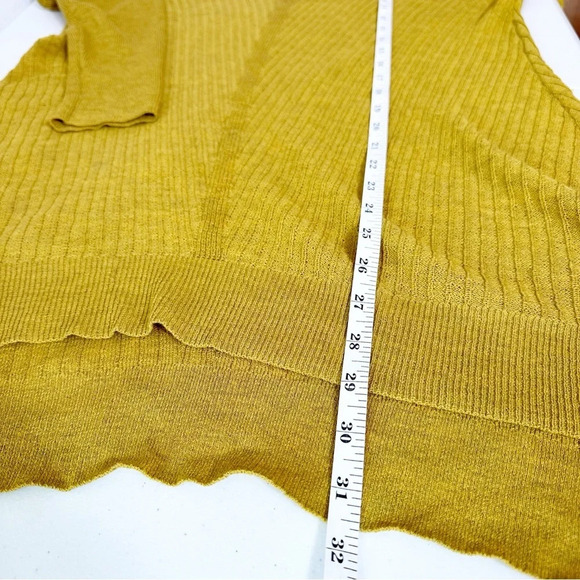 Eileen Fisher Washable Wool Ethereal Rib Pullover Sweater Long Mustard Medium - Picture 5 of 7